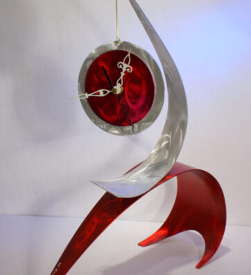 wilmos-kovacs-abstract-decor-painting-on-metal-table-sculpture-mantel-desk-clock-w985-2