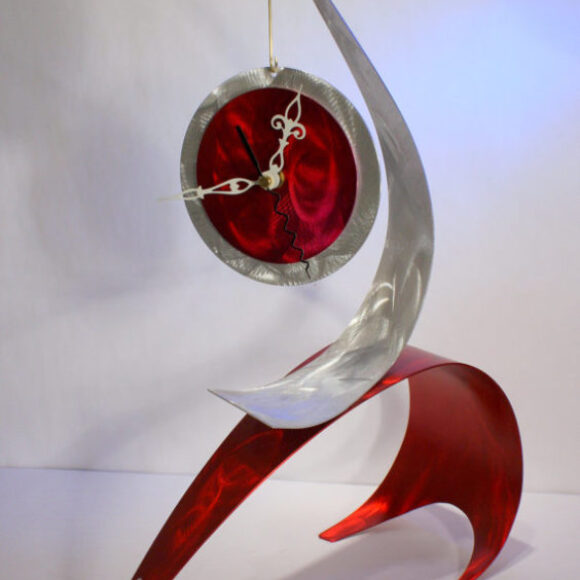 wilmos-kovacs-abstract-decor-painting-on-metal-table-sculpture-mantel-desk-clock-w985-2