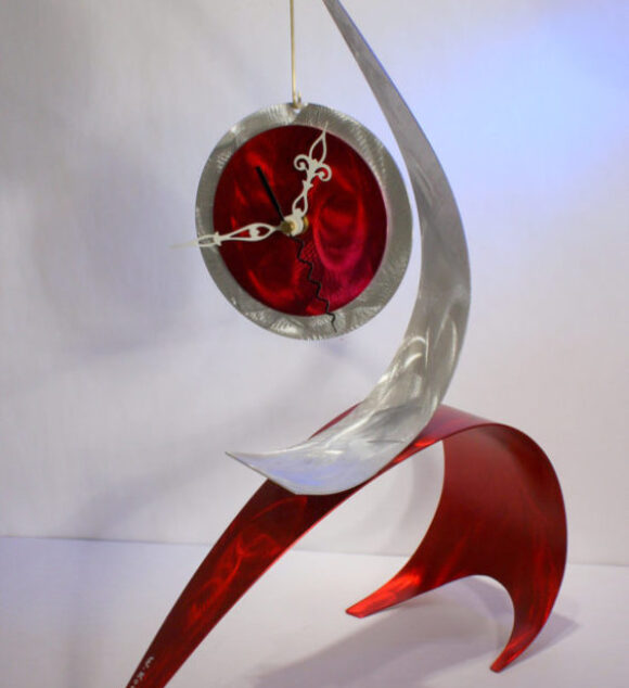 wilmos-kovacs-abstract-decor-painting-on-metal-table-sculpture-mantel-desk-clock-w985-2