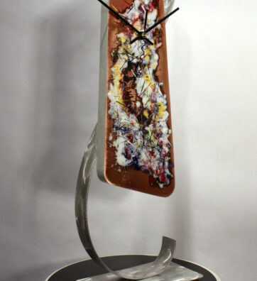 wilmos-kovacs-glass-enamel-on-copper-mantel-clock-metal-sculpture-abstract-art-on-metal-rainbow-art-w949-6