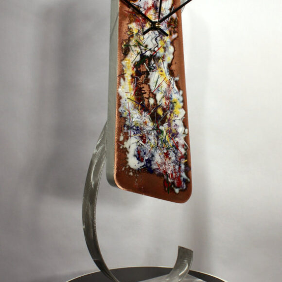 wilmos-kovacs-glass-enamel-on-copper-mantel-clock-metal-sculpture-abstract-art-on-metal-rainbow-art-w949-6